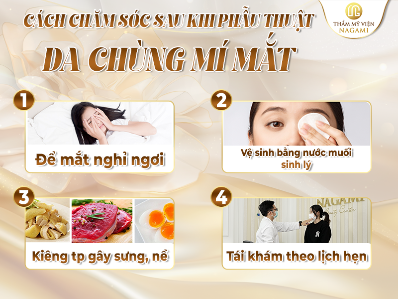 Cách chăm sóc sau khi phẫu thuật da chùng mí mắt